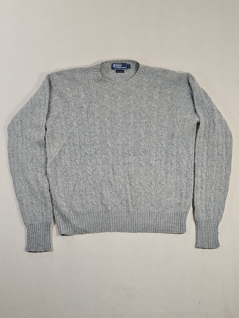 Polo by Ralph Lauren Heather Gray Cable Knit Crewneck Sweater